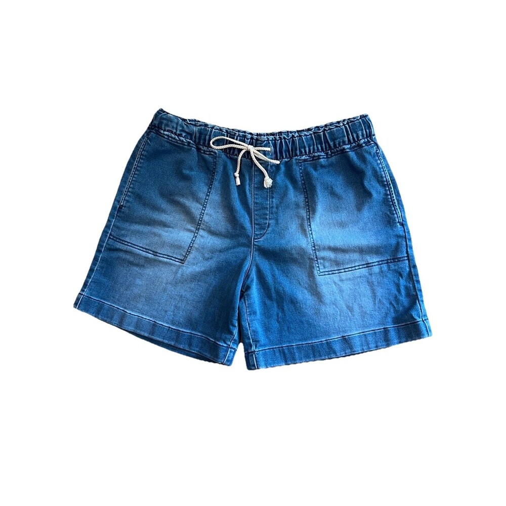 Gloria Vanderbilt Women’s High Rise Curvy Blue Denim Mom Cargo Shorts Size 14/16